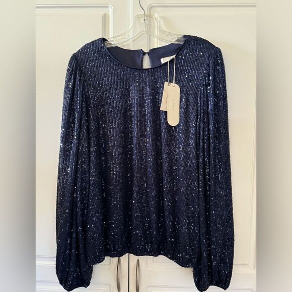 Anthropologie Flat White Sequin Top - New XL - Picture 5 of 5